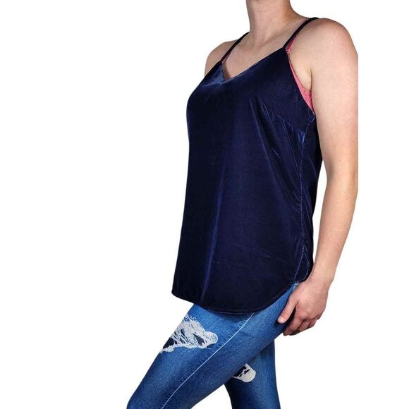 Banana Republic Navy Velvet Scoop Neck Strappy Cami Size Medium - Picture 4 of 4